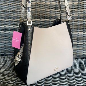 Kate Spade Triple Compartment Shoulder Bag Mixed Material Natural Multi